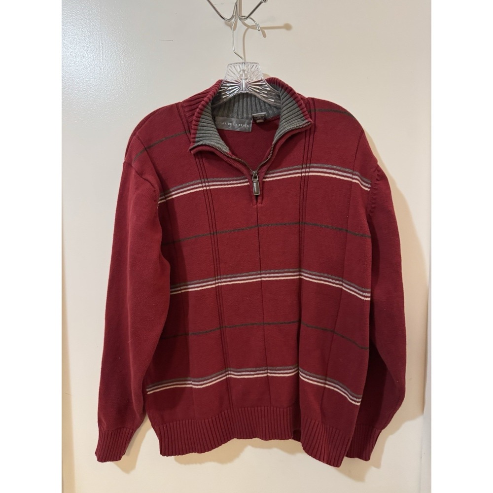 Oscar de la Renta Quarter Zip, Red, XL‎ 100% cotton
